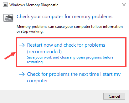 check memory on Windows