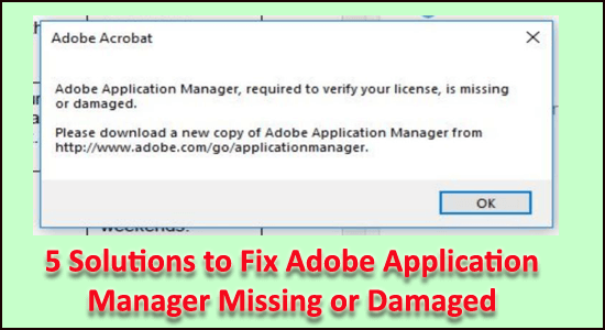 adobe application manager is missing or damaged