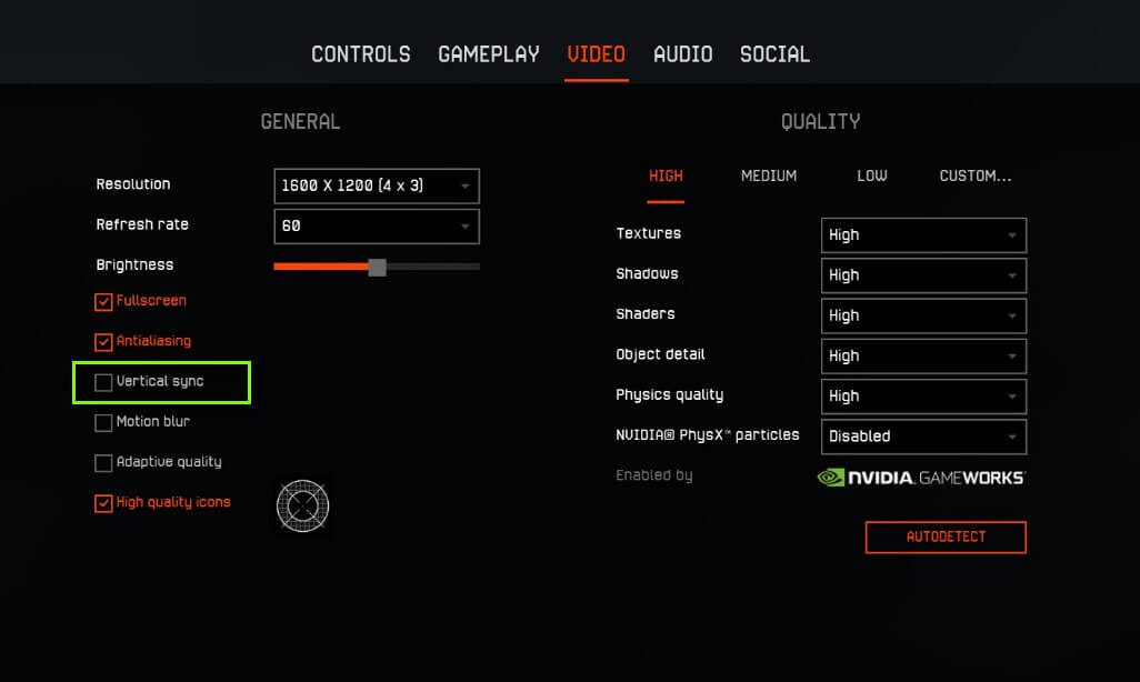 Vsync settings