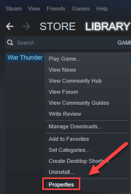 steam library properties