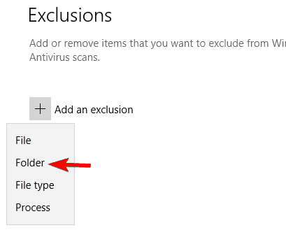 Add an Exclusion