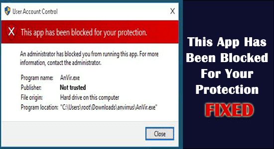 this app has been blocked for your protection