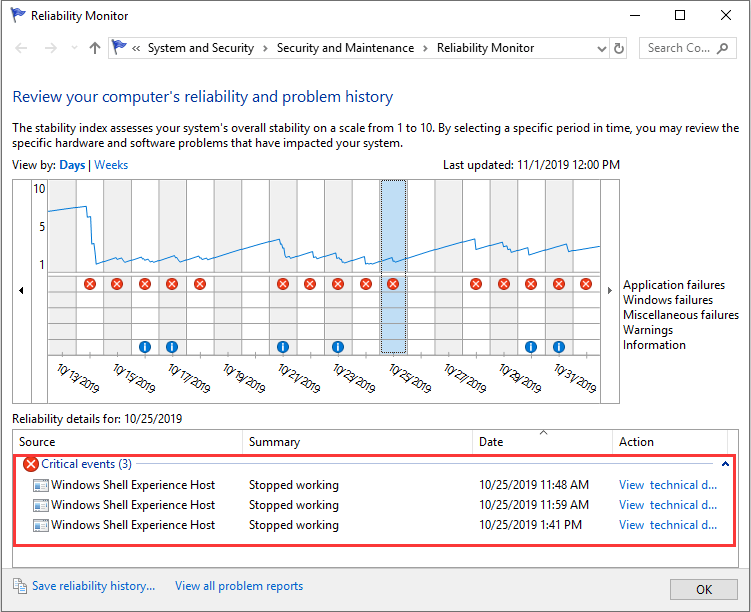 view crash log on Windows 10