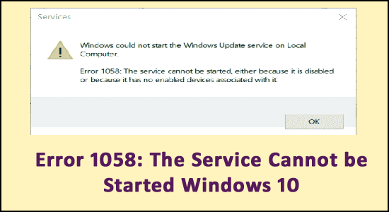 Windows испытывает ошибку автоматического обновления 1058