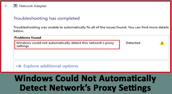 Dezelfde knijpen Accommodatie Windows Could Not Automatically Detect Network's Proxy Settings - 11 FIX