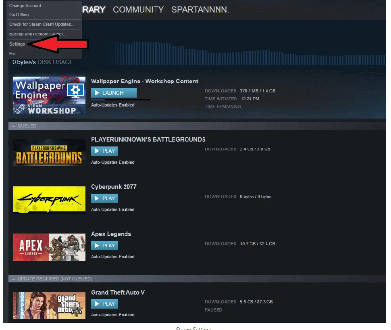 Limpar cache de download do Steam