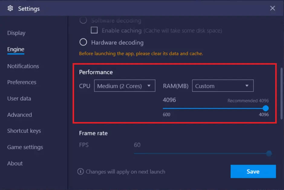 Instelling RAM-capaciteit wijzigen