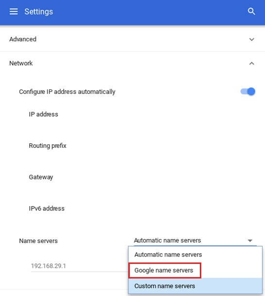 Use Google Name Servers