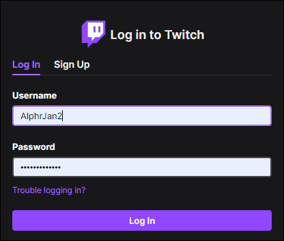  registered twitch Account