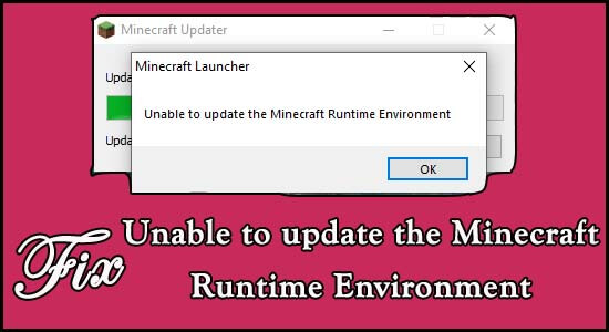 Unable to update the Minecraft Runtime Environment