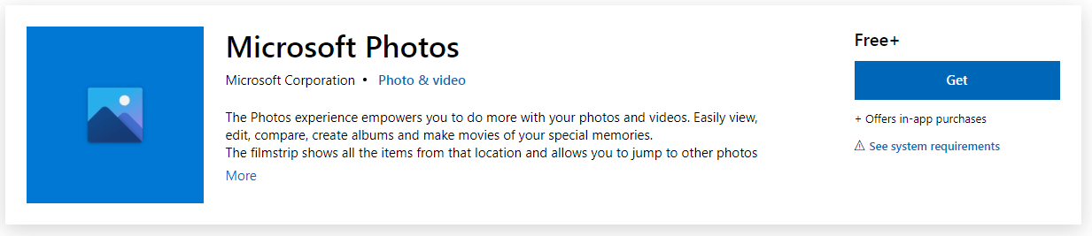 get Microsoft Photos app
