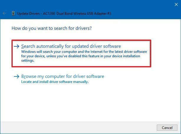 Search Automatically for Drivers.