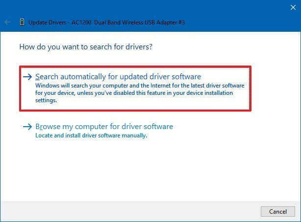 Search automatically for drivers.