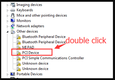 Dubbelklik op PCI driver