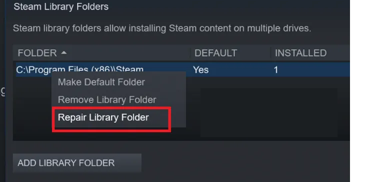 Repair Your Steam Library Folder