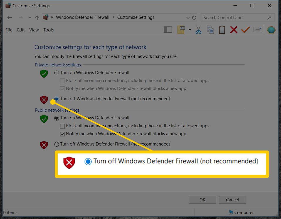 Disable Firewall Or Add An Exception