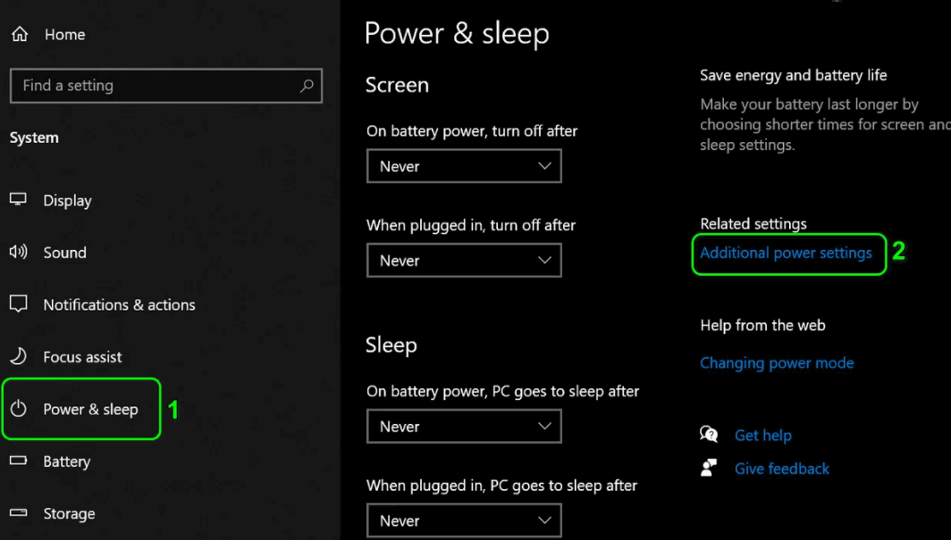 Additional Power Settings