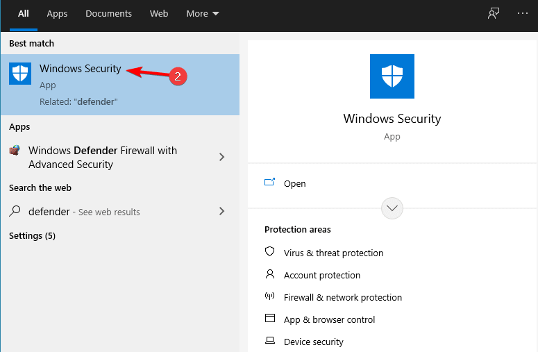 Windows Security option