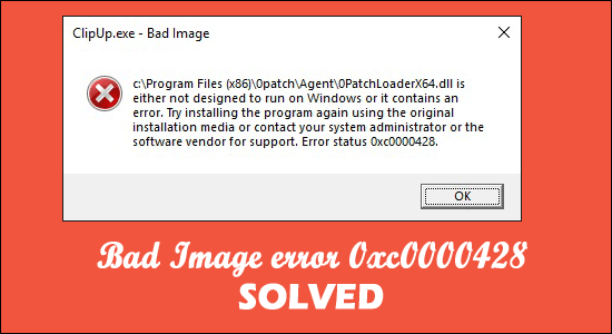 Bad Image error 0xc0000428 