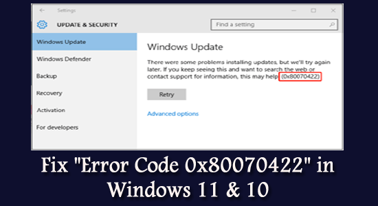 Error Code 0x80070422