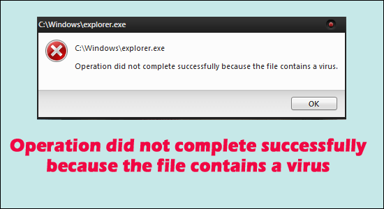 Operation Did Not Complete Successfully Because the File Contains a Virus  [FIXED]