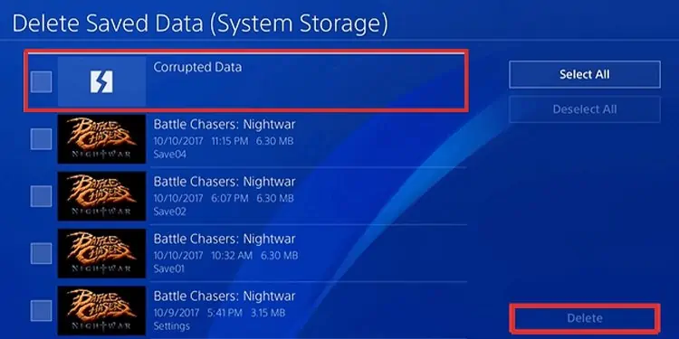 PS4 Corrupted Data/Database