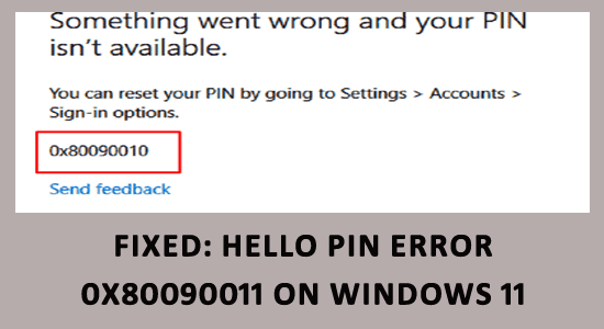 Hello PIN Error 0x80090011