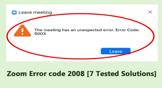 Zoom Error code 2008 