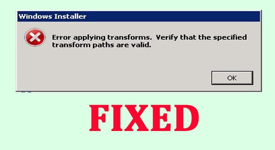 Error applying transforms, verify that the specified transforms paths are valid