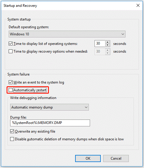 dump file creation failed due to error during dump creation