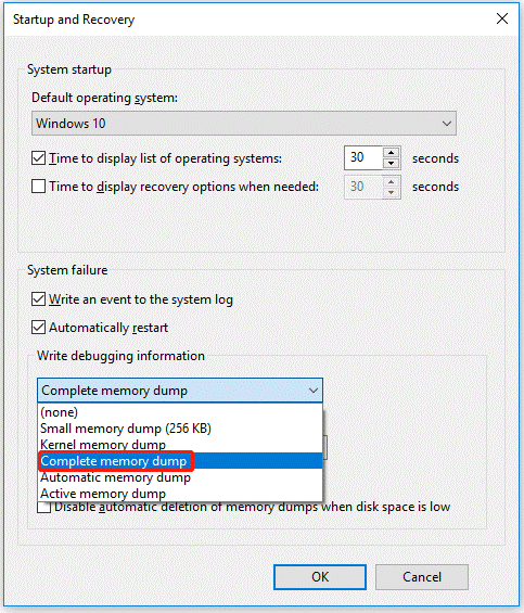 dump file creation failed due to error during dump creation