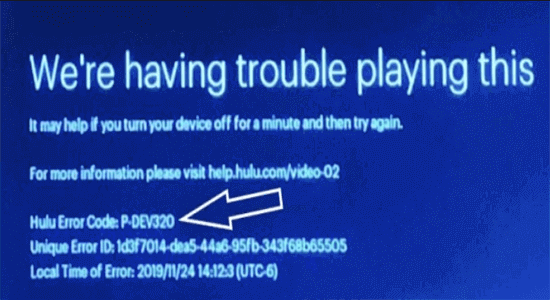 Hulu Error Code P-Dev320