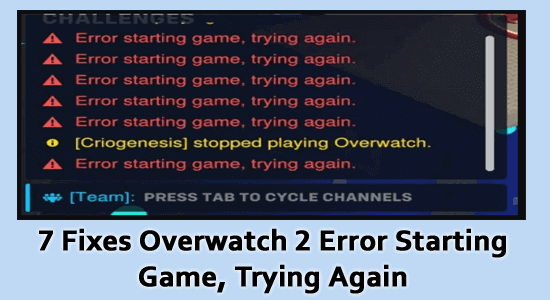 Overwatch 2 Error Starting Game