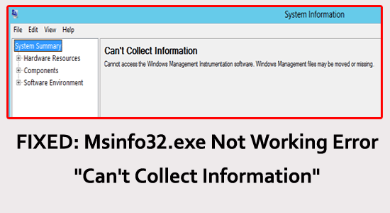 msinfo32 can't collect information