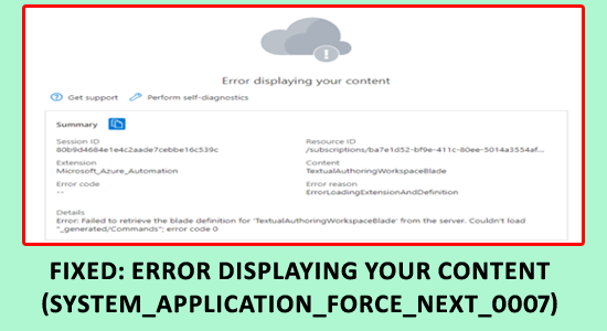 error displaying your content