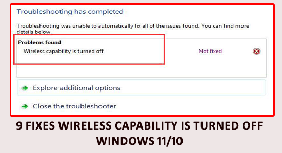 Wireless Capability is Turned Off Windows 11/10