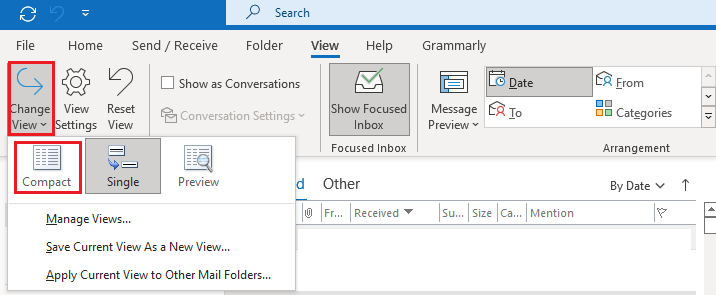 Outlook inbox view changed itself